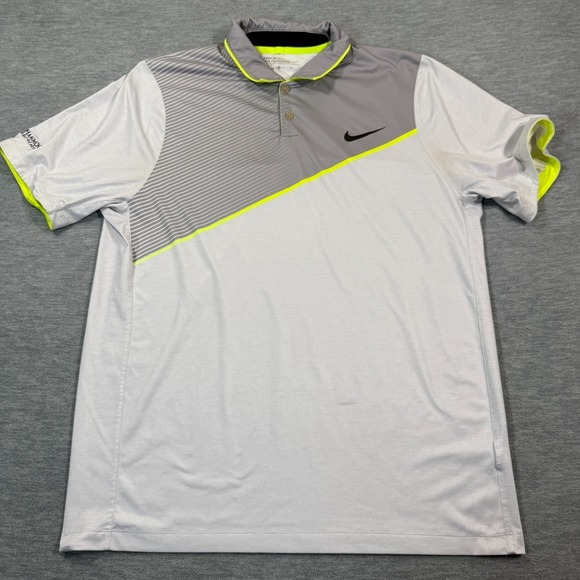 Nike Other - Nike Golf Polo Mens M Gray White Dri Fit Tour‎ Performance Hammond Academy